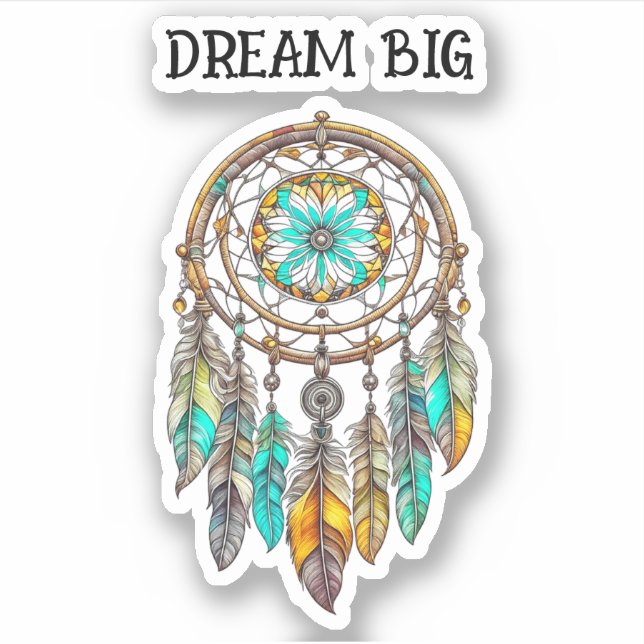 Teal and Brown Dreamcatcher | Big Dreams Sticker (Front)