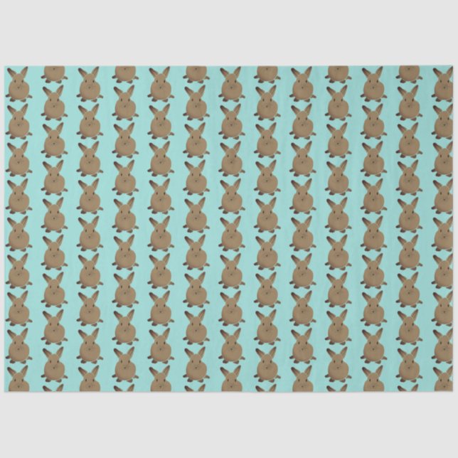 Teal and Brown Easter Bunny Tissue Paper (Front)