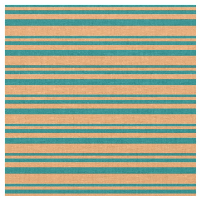 Teal and Brown Lines Fabric (Close Up)