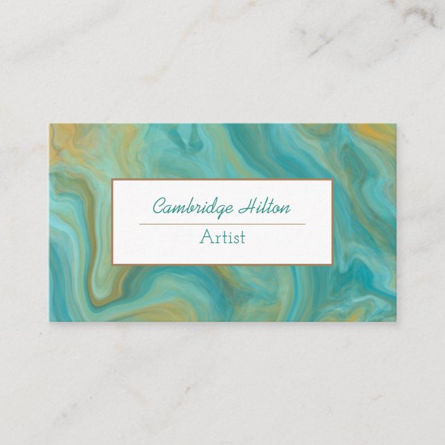 Teal and Brown Marble  Business Card (Front)