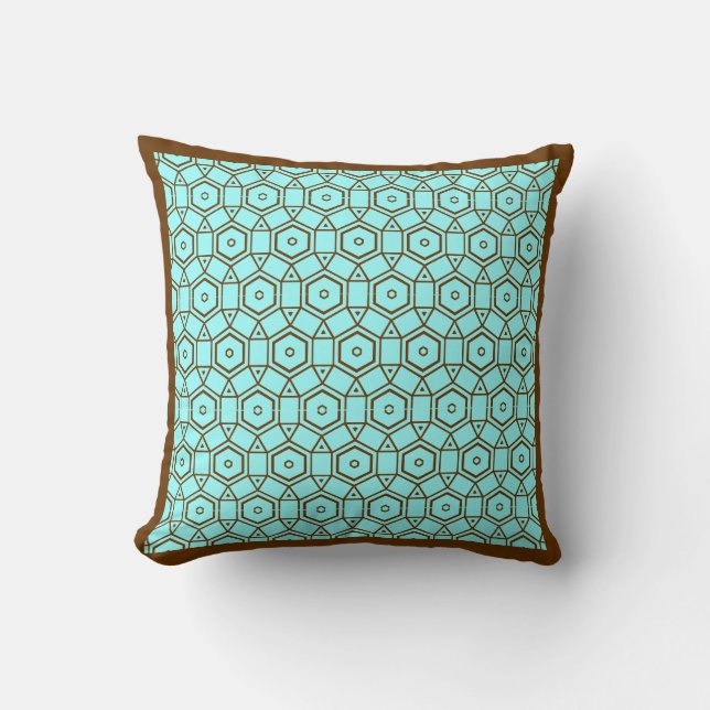 teal and brown modern  pillow (Front)