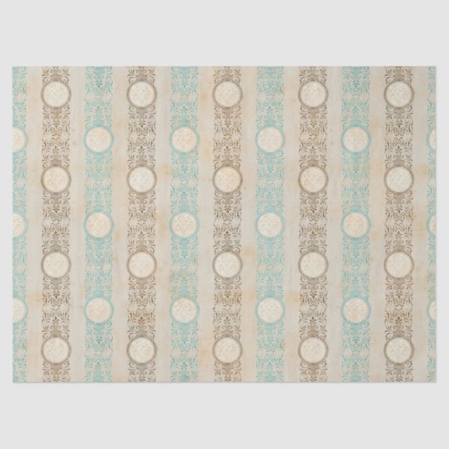 Teal and Brown Stripes Decoupage Tissue Paper (Front)