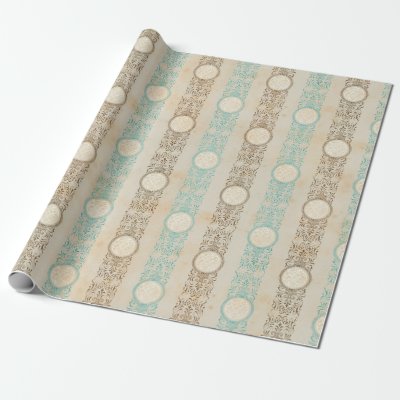 Teal and Brown Stripes Wrapping Paper