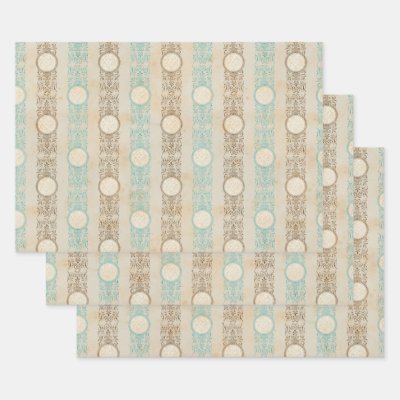 Teal and Brown Stripes Wrapping Paper Sheets