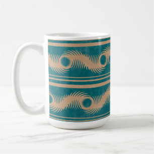 Teal and Caramel Spiral Geometric Striped Pattern Coffee Mug