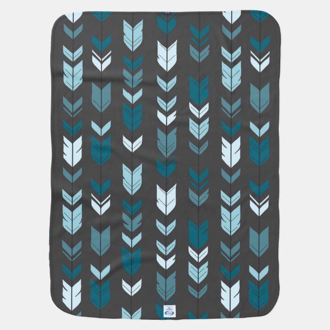 Teal and Charcoal Arrow Feather Baby Blanket (Back)
