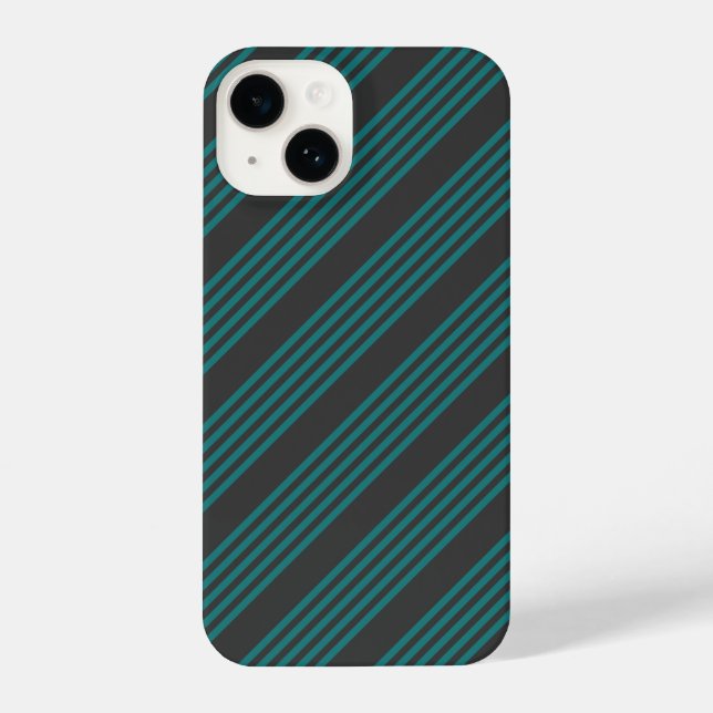 Teal and charcoal five stripe pattern iPhone case (Back)