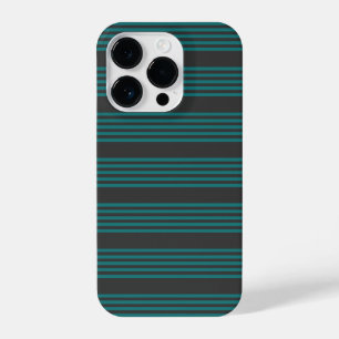 Teal and charcoal five stripe pattern iPhone 14 pro case