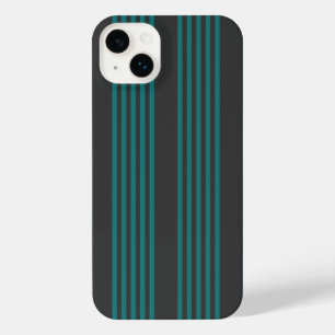 Teal and charcoal five stripe pattern iPhone 14 plus case