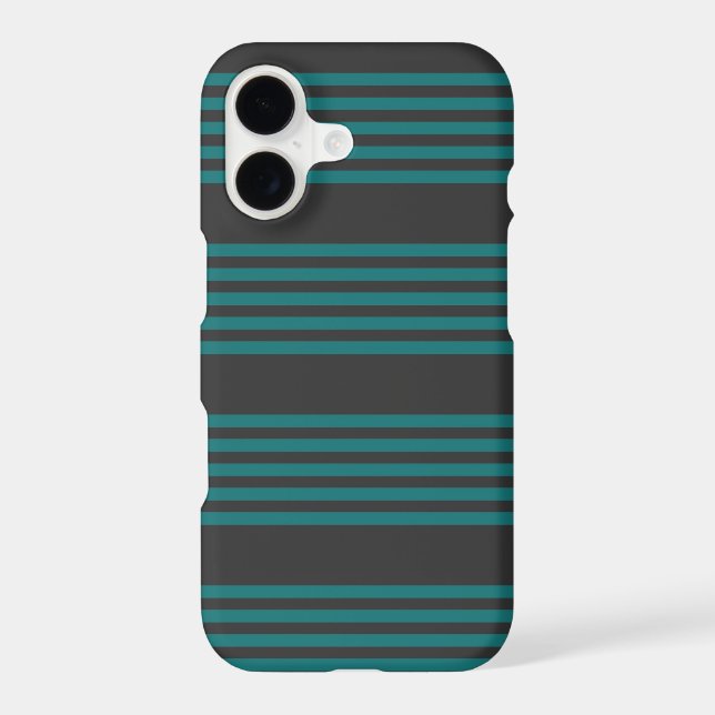 Teal and charcoal five stripe pattern iPhone case (Back)