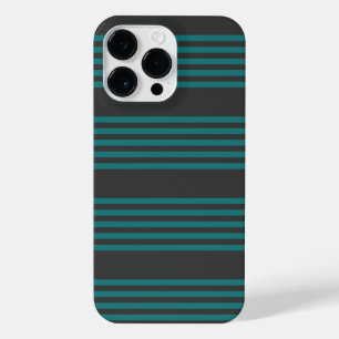 Teal and charcoal five stripe pattern iPhone 14 pro max case
