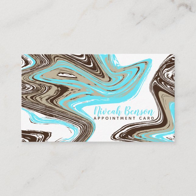 teal and chocolate strokes appointment card (Front)