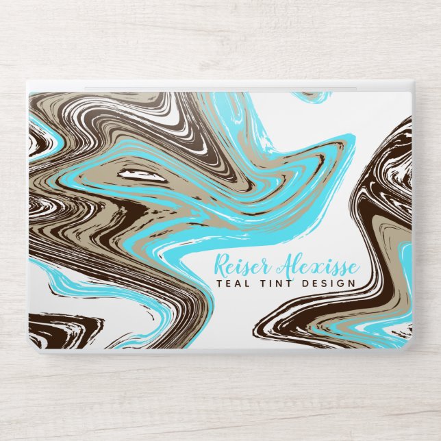 teal and chocolate strokes HP laptop skin (Front)