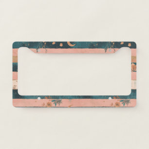 Teal and Clay Celestial Stripe with Tribal Details License Plate Frame