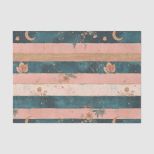Teal and Clay Celestial Stripe with Tribal Details Tissue Paper