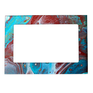 Teal and Copper Acrylic Abstract Magnetic Frame
