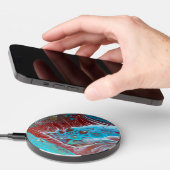 Teal and Copper Acrylic Abstract Wireless Charger (Hand)
