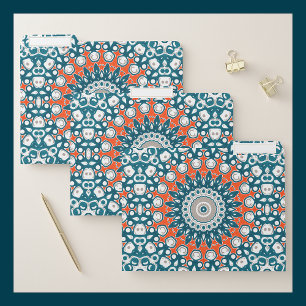 Teal and Coral Abstract Office Pattern File Folder