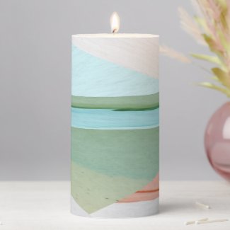 Teal and Coral Alcohol Ink Modernist Candle