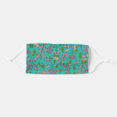 Teal and Coral Berry Pattern Adult Cloth Face Mask (Front, Folded)