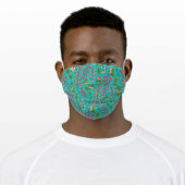 Teal and Coral Berry Pattern Adult Cloth Face Mask (Worn)