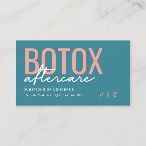 Teal and Coral Botox Aftercare Card