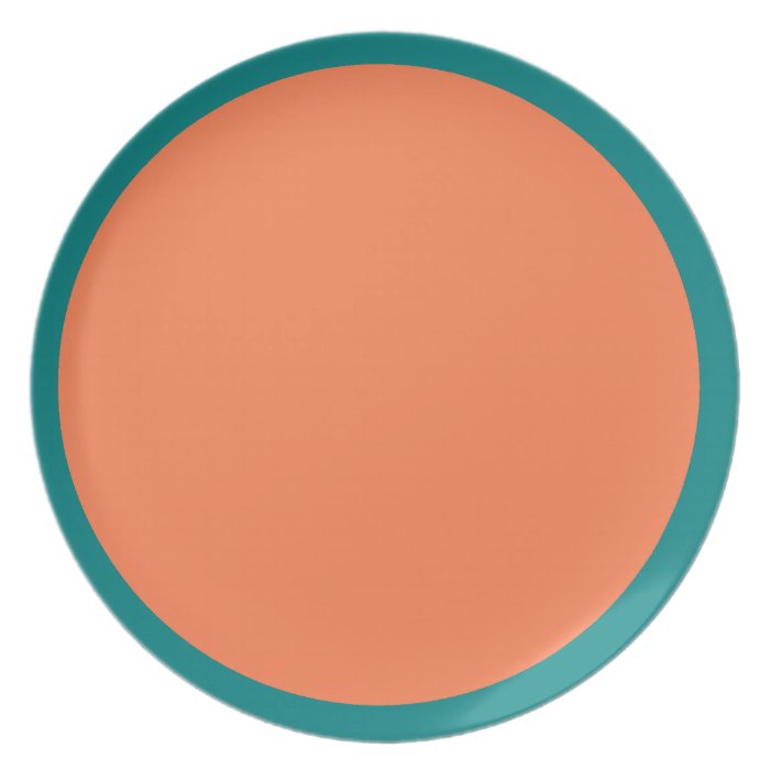 Teal and Coral Colored Plate