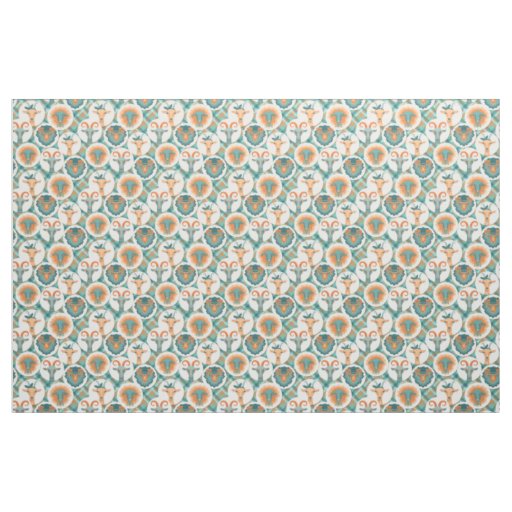 Teal and Coral Hipster Goats -  GetYerGoat™ Fabric