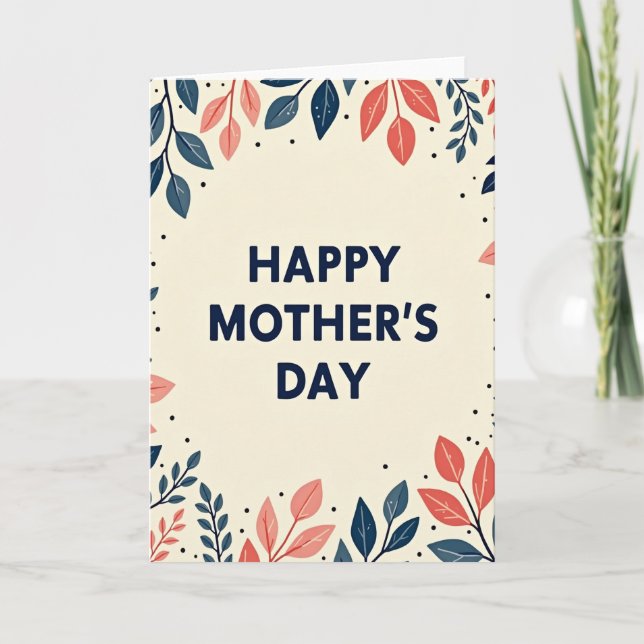 Teal And Coral Mothers Day Card (Front)