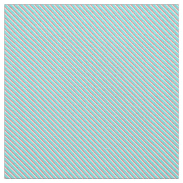 Teal and Coral Stripes Fabric (Swatch)