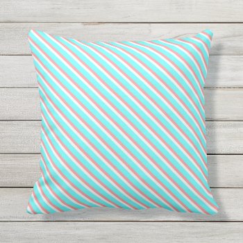 Teal And Coral Stripes Throw Pillow by expressivetees at Zazzle