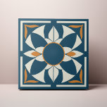 Teal and Cream Azulejo Mandala Ceramic Tile<br><div class="desc">Decorate the office with this Teal and Cream Azulejo Mandala design. You can customize this further by clicking on the "PERSONALIZE" button. Change the background color if you like. For further questions please contact us at ThePaperieGarden@gmail.com.</div>
