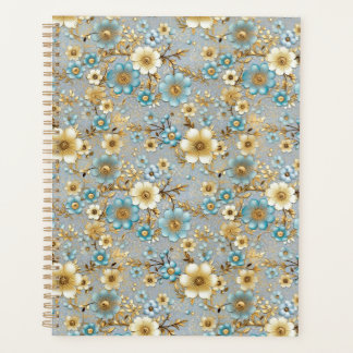 Teal and Cream Floral Chiyogami Planner