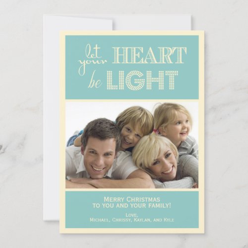 Teal and Cream Holiday Photo Card