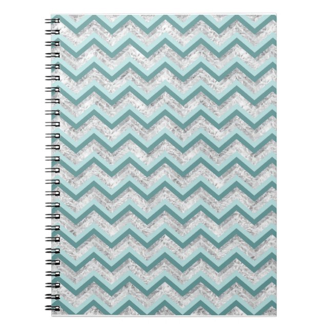 Teal and Crystal Zigzag Pattern Notebook (Front)
