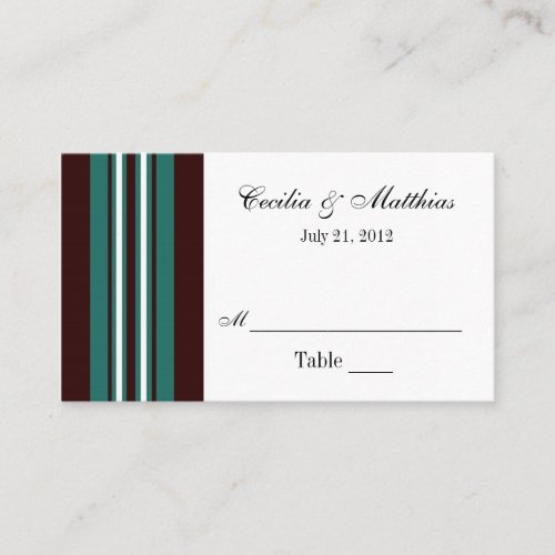 Teal and Dark Brown Place Card Holder Business Card Template