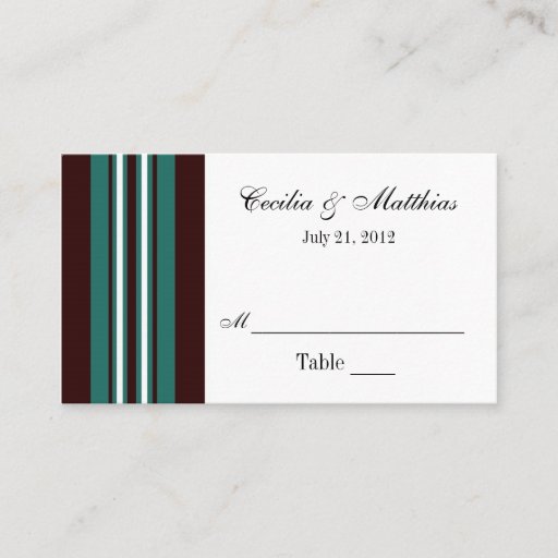 Customizable Teal and Dark Brown Place Card Holder Business Card Template