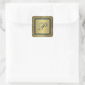 Teal and FAUX Gold Monogram Wedding Sticker 2 (Bag)