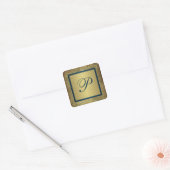 Teal and FAUX Gold Monogram Wedding Sticker 2 (Envelope)