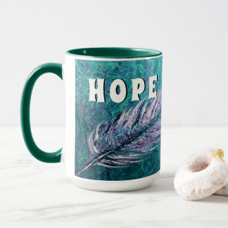 Teal and feather Ovarian Cancer Hope Mug