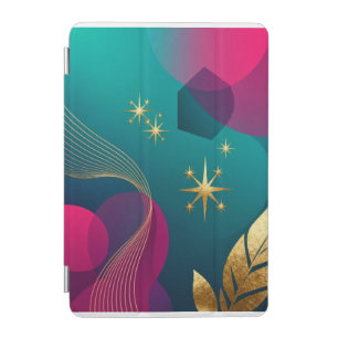 Teal And Fuchsia Modern Abstract With Gold Stars iPad Mini Cover