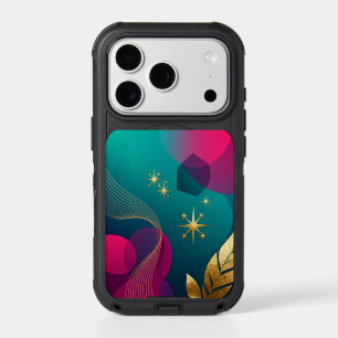 Teal And Fuchsia Modern Abstract With Gold Stars iPhone 17 Pro Case