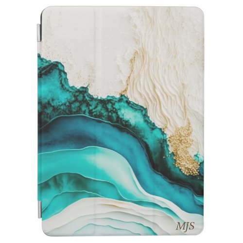 Teal and Gold Abstract Alcohol Ink 4 iPad Air Cover