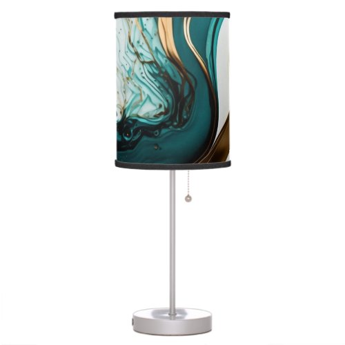 Teal and Gold Abstract Table Lamp