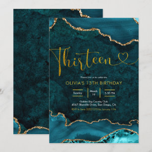 Girls Teal 13th Birthday Invitations & Invitation Templates | Zazzle