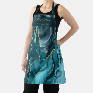 teal and gold agate beauty professional apron