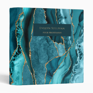 Teal and Gold Agate Binder