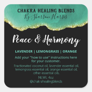 Teal And Gold Agate Blend Labels