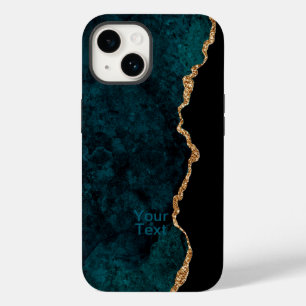 Teal and Gold Agate Case-Mate iPhone 14 Case