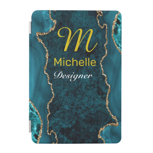 Teal and Gold Agate iPad Mini Cover (Front)